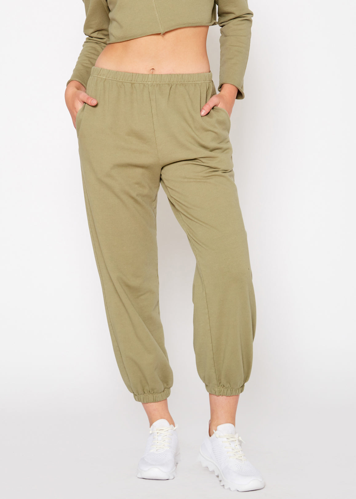 Essential French Terry Sweatpants In Olive by Shop at Konus