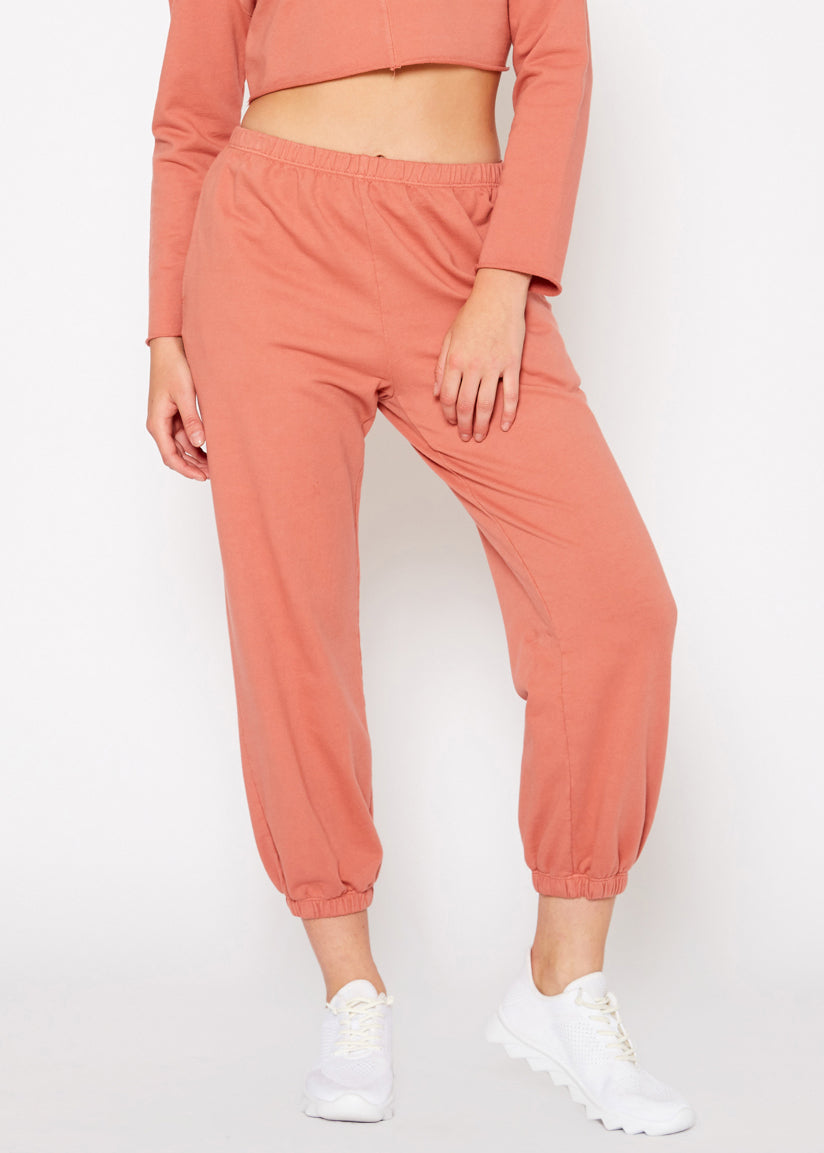 Essential French Terry Sweatpants In Rose by Shop at Konus