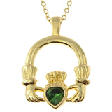 Vintage Claddagh Necklace Austrian Heart Crystal 18k Yellow Gold Electroplated Made in the USA by PVD Vintage Jewelry