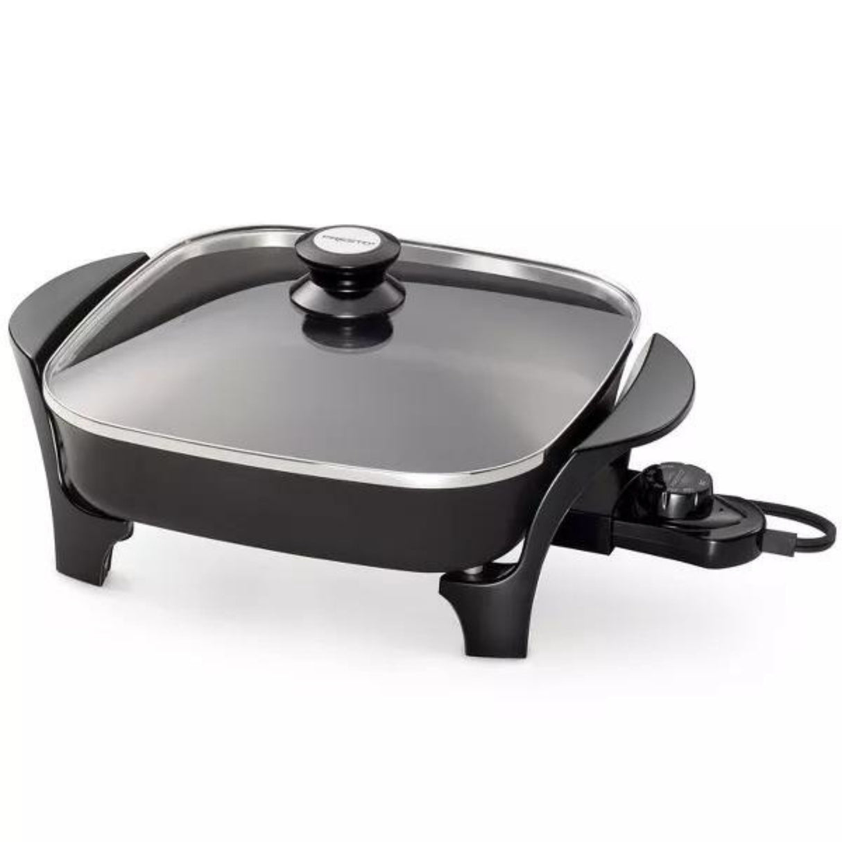 Presto 11-Inch Diamond Coat Non-Stick Electric Skillet W/Glass Lid - Black