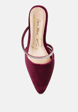 turnon velvet diamante detail flat mules by London Rag