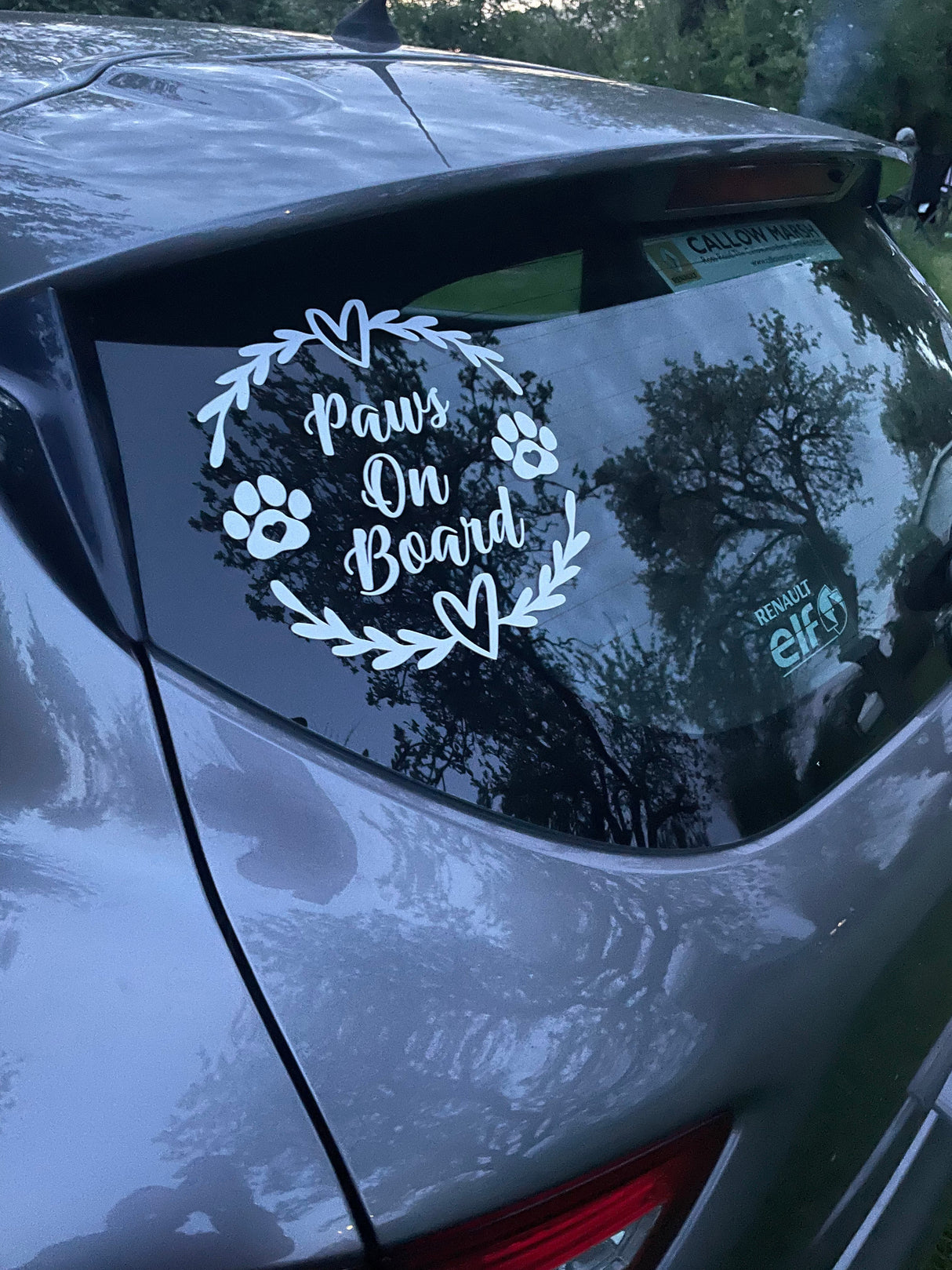 Paws On Board Heart Wreath Car Window Sticker by WinsterCreations™ Official Store