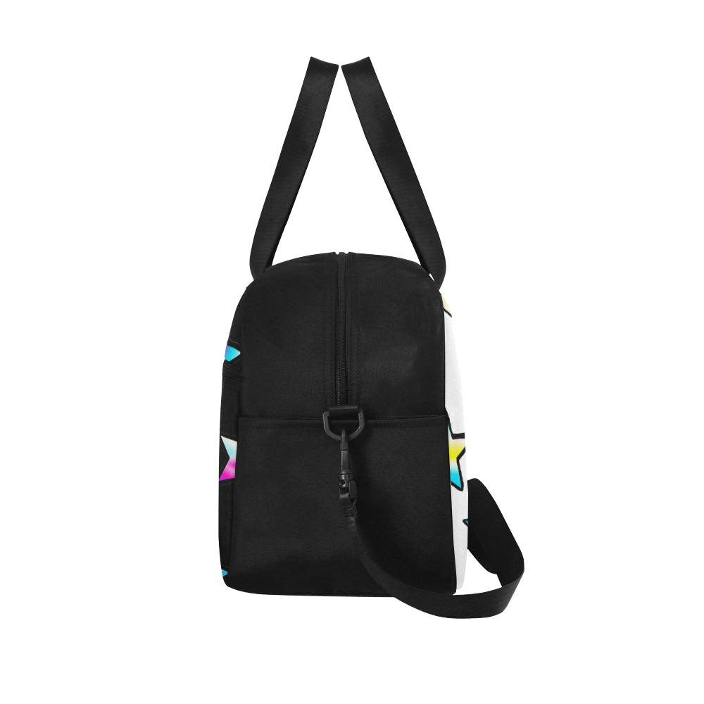 Rainbow stars Black N White Travel Bag by Stardust