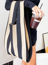 Contrast Color Striped Bags Woven Handbag by migunica