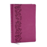NKJV Personal Size Large Print Bible with 43,000 Cross References, Pink Leathersoft, Red Letter, Comfort Print (Thumb Indexed)