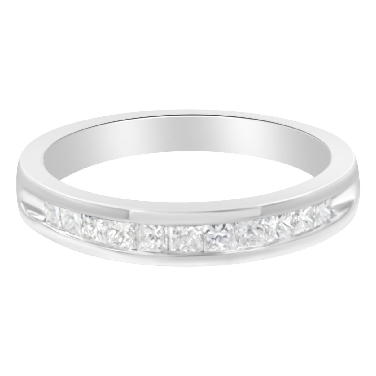 .925 Sterling Silver 1/2 Cttw Princess-Cut Diamond Channel-Set Half-Eternity Wedding or Anniversary Band Ring (H-I Color, I2 Clarity) by Haus of Brilliance