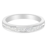 .925 Sterling Silver 1/2 Cttw Princess-Cut Diamond Channel-Set Half-Eternity Wedding or Anniversary Band Ring (H-I Color, I2 Clarity) by Haus of Brilliance