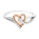 10K Rose Gold Plated .925 Sterling Silver 1/5 Cttw Diamond Two Tone Open Heart Promise or Fashion Ring (I-J Color, I2-I3 Clarity) by Infinite Jewels