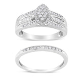 .925 Sterling Silver 1/2 Cttw Round and Baguette-Cut Diamond Engagement Bridal Set (I-J Color, I1-I2 Clarity) by Haus of Brilliance