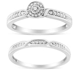 .925 Sterling Silver Diamond Accent Frame Twist Shank Bridal Set Ring and Band (I-J Color, I3 Clarity) by Haus of Brilliance