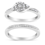 .925 Sterling Silver 1/4 Cttw Diamond Halo and Swirl Engagement Ring and Wedding Band Set (I-J Color, I3 Clarity) by Infinite Jewels