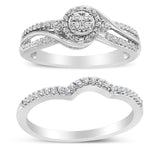 .925 Sterling Silver 1/3 Cttw Composite Diamond Frame Bypass Bridal Set Ring and Band (I-J Color, I2-I3 Clarity) by Infinite Jewels