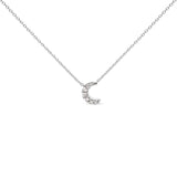 10K White Gold Diamond Accented Crescent Moon Shaped 18" Inch Pendant Necklace (H-I Color, I1-I2 Clarity) by Infinite Jewels