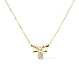 10K Yellow Gold Diamond Accented Bumble Bee Pendant 18" Inch Necklace (H-I Color, I1-I2 Clarity) by Haus of Brilliance