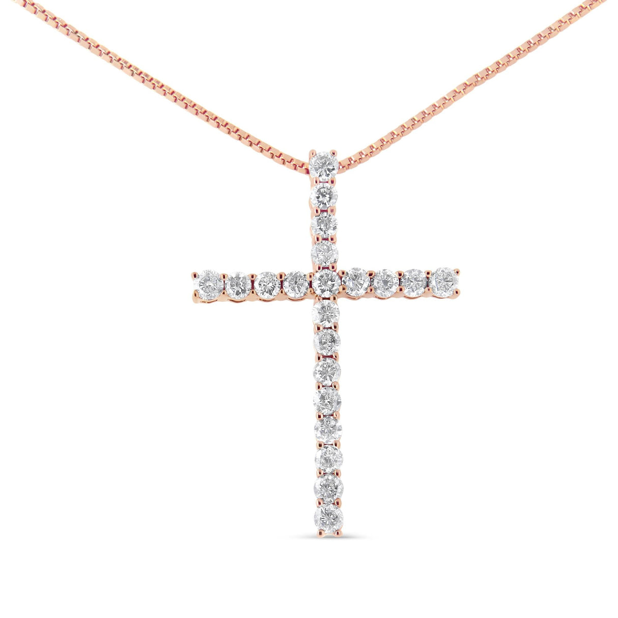 .925 Sterling Silver 1.0 Cttw Champagne Diamond Gold Cross Pendant Necklace for Women (Champagne Color, I1-I2 Clarity)- 18 inch by Infinite Jewels