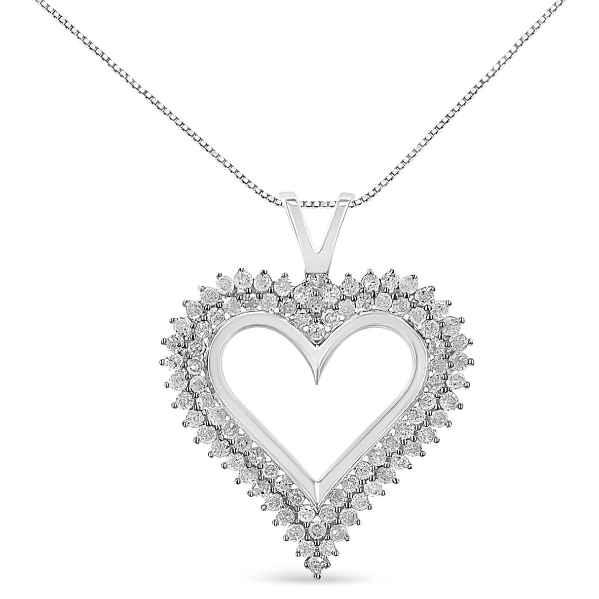 .925 Sterling Silver Diamond Heart 18" Pendant Necklace (I-J Color, I2-I3 Clarity) by Haus of Brilliance