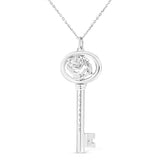 .925 Sterling Silver Diamond Accent Zodiac Key 18" Pendant Necklace (K-L Color, I1-I2 Clarity) by Haus of Brilliance