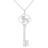 .925 Sterling Silver Diamond Accent Zodiac Key 18" Pendant Necklace (K-L Color, I1-I2 Clarity) by Haus of Brilliance