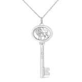 .925 Sterling Silver Diamond Accent Zodiac Key 18" Pendant Necklace (K-L Color, I1-I2 Clarity) by Haus of Brilliance