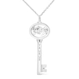 .925 Sterling Silver Diamond Accent Zodiac Key 18" Pendant Necklace (K-L Color, I1-I2 Clarity) by Haus of Brilliance