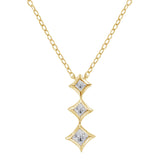 10K Gold 1/5 Cttw Princess Cut Diamond 3 Stone Drop 18" Pendant Necklace (H-I Color, SI2-I1 Clarity) by Haus of Brilliance