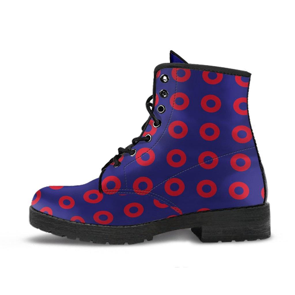 Phish  Memory Foam Boots | All Season Lace Up Boots | Vegan Leather Combat Boot | Band Fishman Donuts by Manifestie