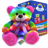 Rainbow Lites Teddy Bear Glow Plush LED Night Light Up Stuffed Animal (16 inch, Batteries Included) by The Noodley