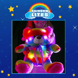 Rainbow Lites Teddy Bear Glow Plush LED Night Light Up Stuffed Animal (16 inch, Batteries Included) by The Noodley