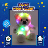 Rainbow Lites Teddy Bear Night Light Plush LED Light Up Stuffed Animal (2 Bear Set, 16 inch and 12 inch, Batteries Included) by The Noodley