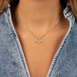 CZ Solitaire X Baguette Star of David Necklace by By Adina Eden