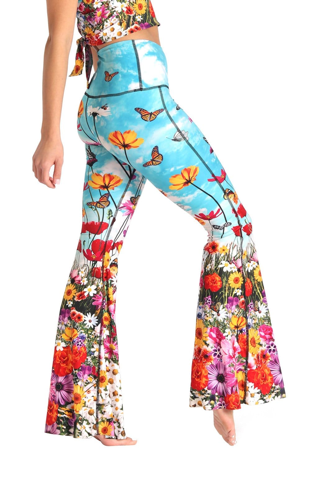 Flower Bomb Printed Bell Bottoms by Yoga Democracy