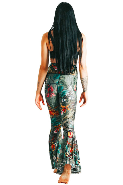 Green Thumb Printed Bell Bottoms by Yoga Democracy