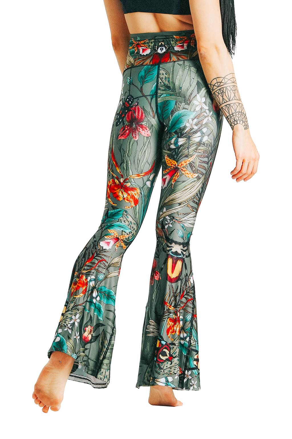 Green Thumb Printed Bell Bottoms by Yoga Democracy