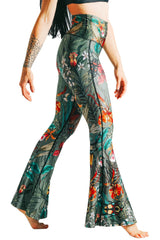 Green Thumb Printed Bell Bottoms by Yoga Democracy