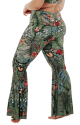 Green Thumb Printed Bell Bottoms by Yoga Democracy