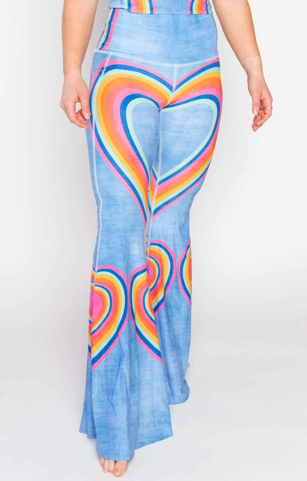 Rainbow Love Printed Bell Bottoms by Yoga Democracy