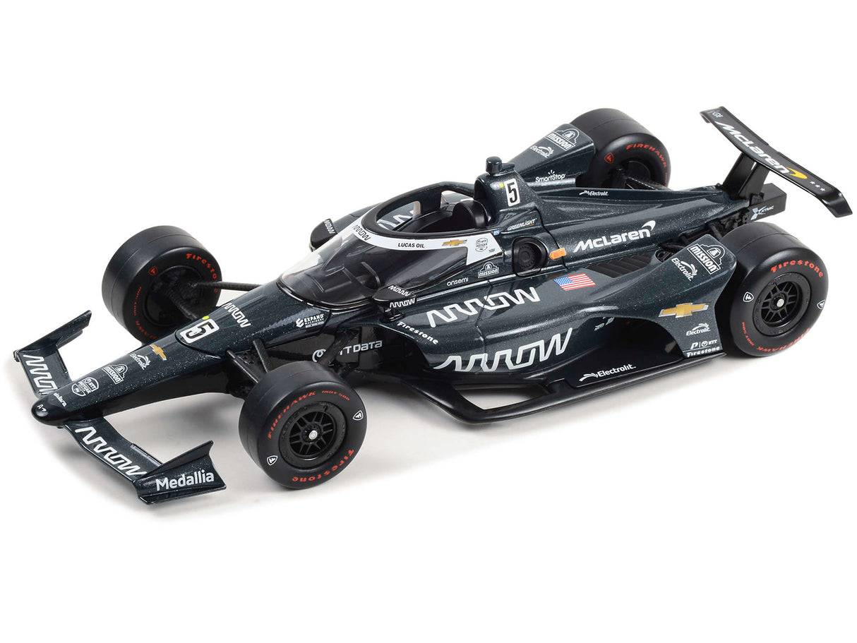 Dallara IndyCar #5 Pato O’Ward "Arrow" Arrow McLaren "60th Anniversary Triple Crown Accolade Indianapolis 500 Livery" "NTT IndyCar Series" (2023) 1/18 Diecast Model Car by Greenlight