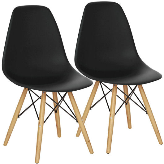 Set of 2 Mid-Century Modern DSW Dining Side Chair-Black