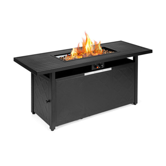 57 Inch 50 000 BTU Rectangular Propane Outdoor Fire Pit Table-Black