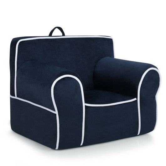 Upholstered Kids Sofa with Velvet Fabric and High-Quality Sponge-Navy