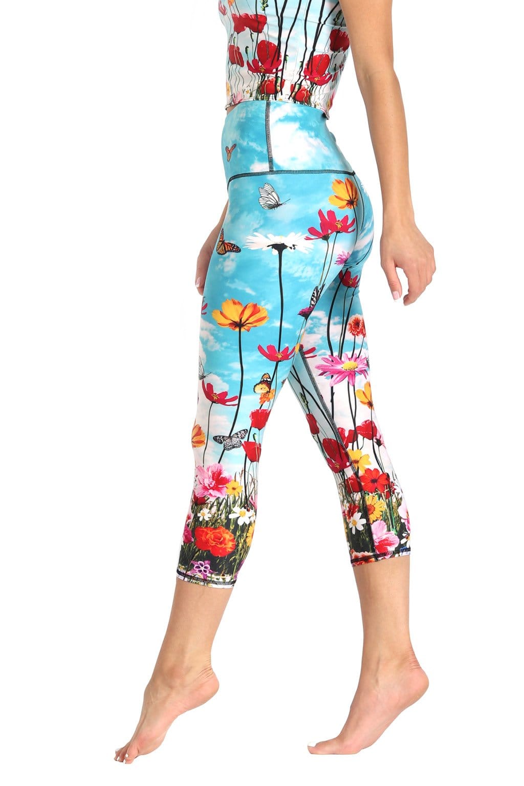 Flower Bomb Printed Yoga Crops by Yoga Democracy