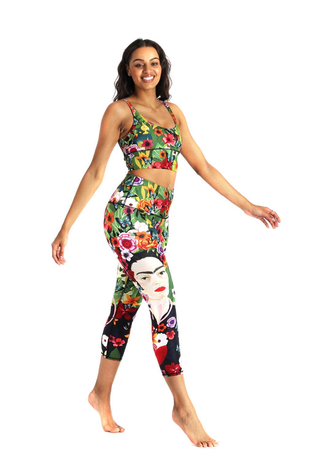 Kahlo Printed Yoga Crops by Yoga Democracy