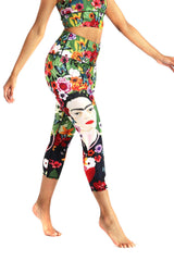 Kahlo Printed Yoga Crops by Yoga Democracy