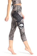 The Raven Printed Yoga Crops by Yoga Democracy - Vysn