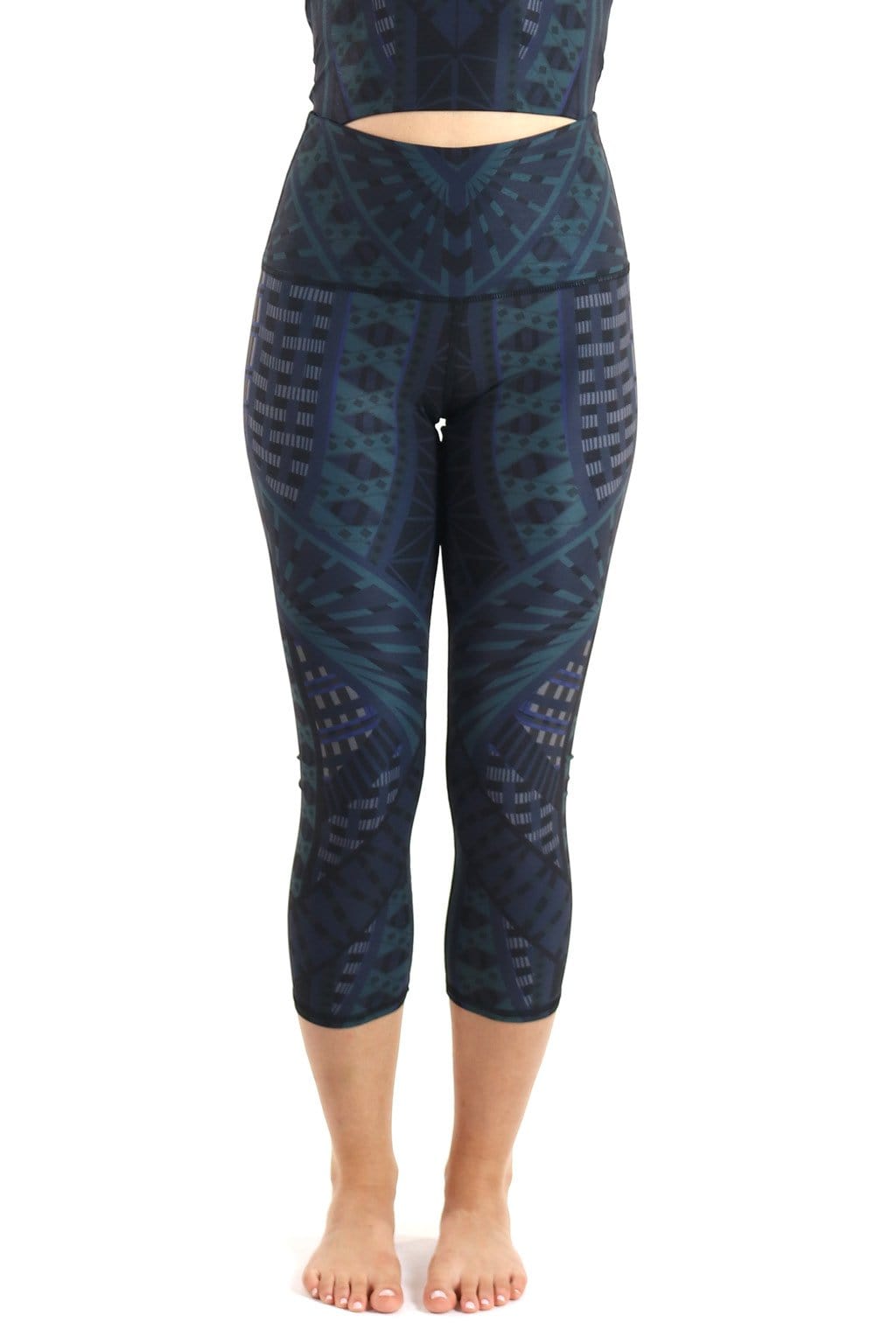 Warrior One Printed Yoga Crops by Yoga Democracy