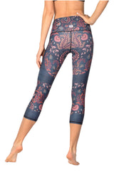 Festival Denim Printed Yoga Crops by Yoga Democracy