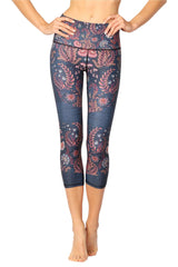 Festival Denim Printed Yoga Crops by Yoga Democracy