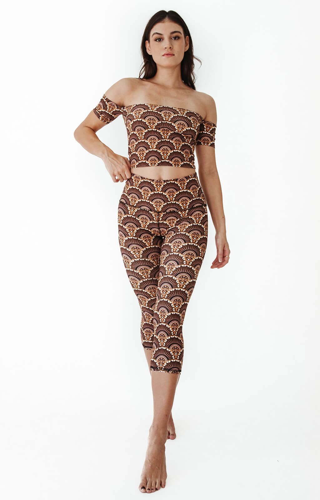 Art Deco Printed Yoga Crops by Yoga Democracy