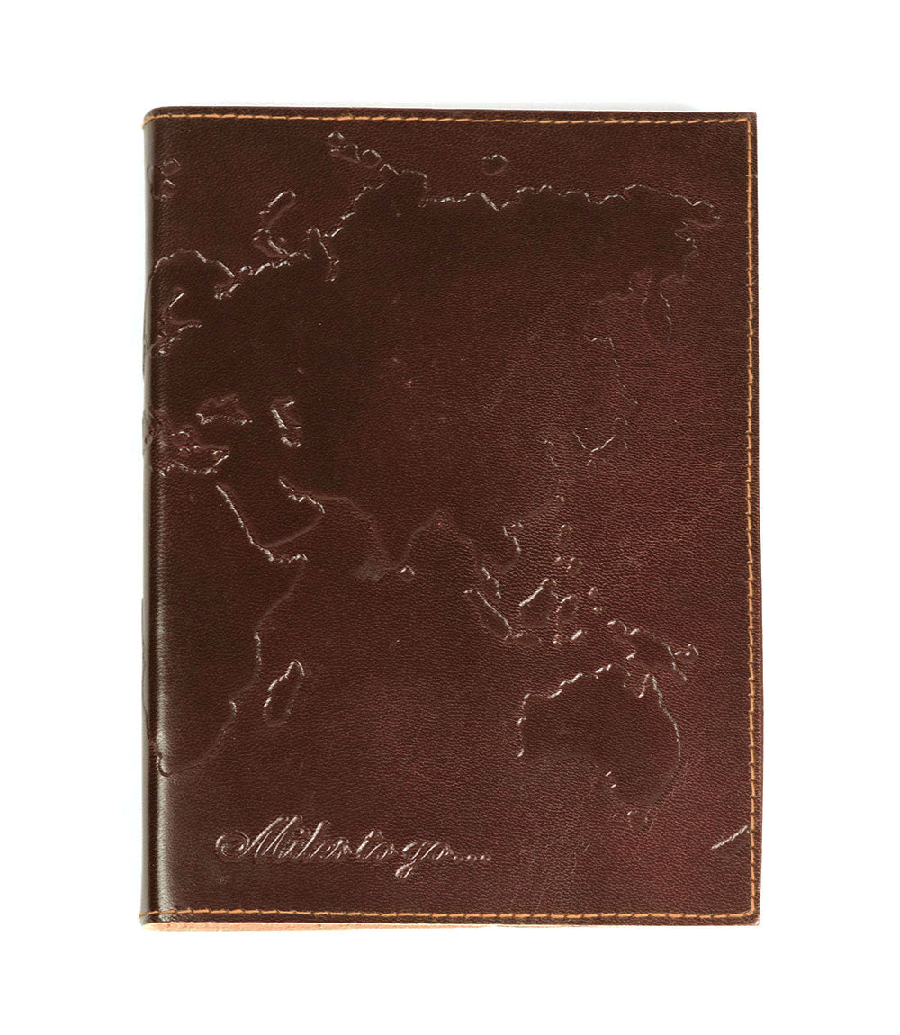 World 5x7 Leather Journal - Refillable Recycled Paper by Matr Boomie