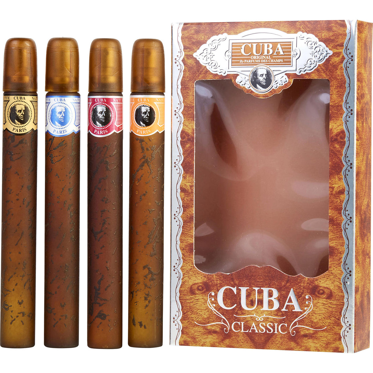 CUBA VARIETY by Cuba - 4 PIECE VARIETY WITH CUBA GOLD, BLUE, RED & ORANGE & ALL ARE EDT SPRAY 1.17 OZ - Men